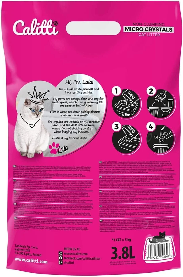 8 x 3,8L = 30,4L Calitti Micro Silikatstreu Katzenstreu Cat Staubfrei Klumpfrei - Bild 4 von 4