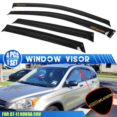 Window Visors 4PCS Fit for 07-11 Honda CR-V Rain Guard Deflector w/ Gold Mugen