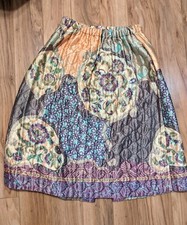 VTG 50s 60s Satin Quilted Cottagecore Pastel Romantic Maxi Skirt S