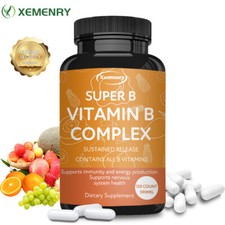 Vitamin B Complex Capsules-with B1,B2,B3,B5,B6,B12 Energy Support Immune Booster