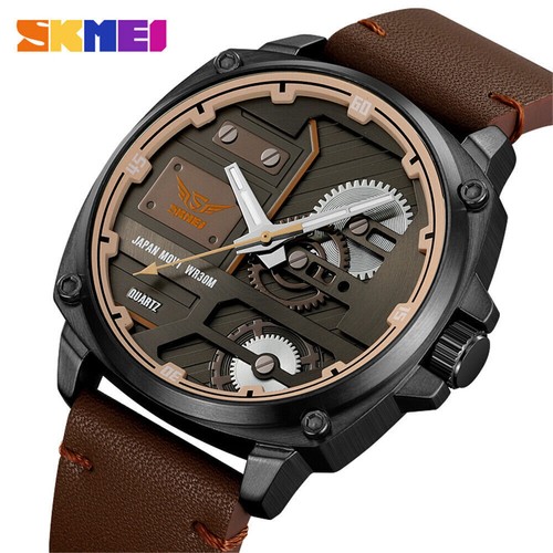 SKMEI Men Watch Brand Military Wristwatch Japan Movement Male Leather Watches - Picture 22 of 28