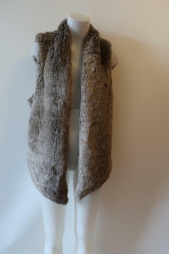 WOMENS TART COLLECTIONS TAUPE BEIGE FAUX FUR NO CLOSE VEST SZ LARGE * - Picture 3 of 8