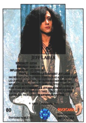 Jeff Labar Of Cinderella, 1991 Rock Card | eBay