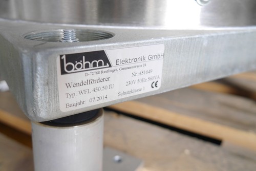Transportador de piezas Böhm WFL450 GU transportador de espiral + control D-450 mm - Imagen 7 de 7