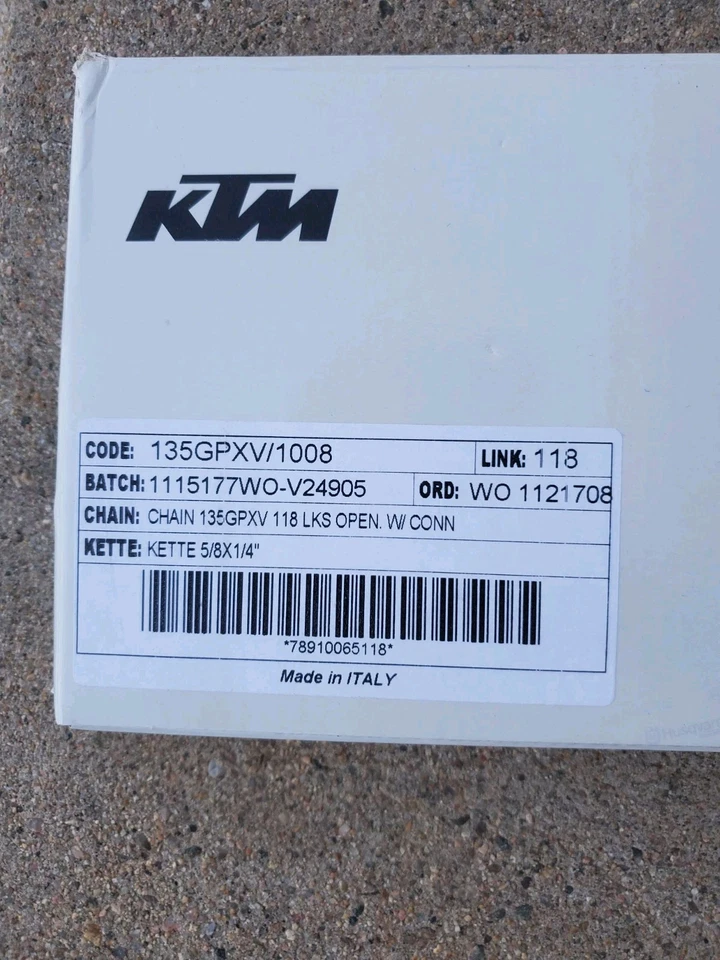 Cadena de oro KTM OEM sin junta tórica 520 GPXV oro resistente 78910065118 350 450 sx-f Foto 2 de 4