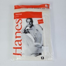 VTG Y2K 2005 Hanes Thermal Pants Mens Large White Waffle Long Johns Underwear L