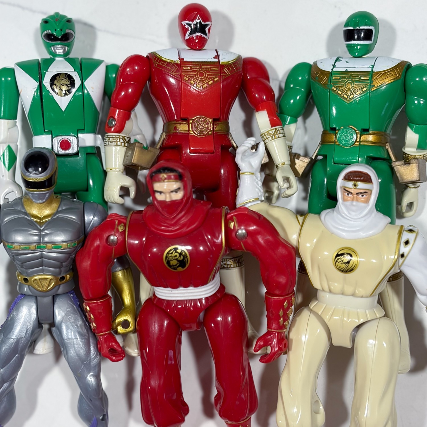 Lot Of 6 Auto Morphin Fliphead Ninjetti Played With Bandai