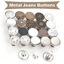 No Sew Jeans Buttons 17mm Metal Snap Fasteners Button Waist Adjuster Replacement