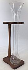 Half Yard Of Ale Glass With Wooden Stand Base 16.5" Vintage