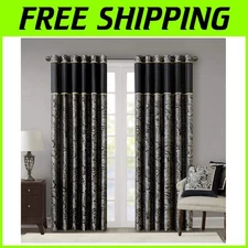 Sophisticated Black Paisley Room Darkening Curtains