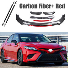 Carbon Fiber Front Bumper Lip Spoiler Splitter Strut Rods For Toyota Camry Se