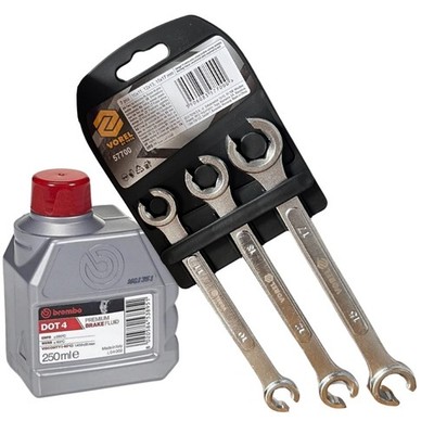BREMBO LA4202 Bremsflüssigkeit DOT 4 LV 250ml + 3 Stk. Schlüssel Satz