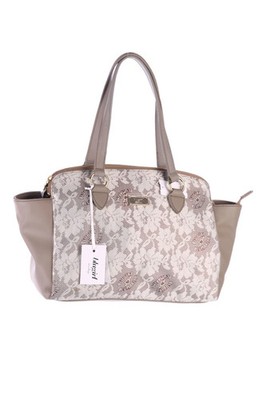 BLUGIRL Blumarine Handtasche Blumen Logo Applikation kitt sand beige NEU#2323