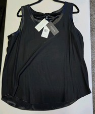 Lafayette 148 New York Reversible Scoop Neck Tank Top Black XL Wide Strap