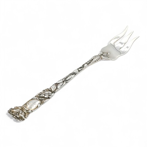 ANTIQUE ART NOUVEAU ALVIN BRIDAL ROSE REPOUSSE 6 COCKTAIL FORKS STERLING SILVER - Picture 2 of 5