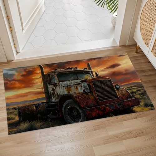 Rustic Truck Indoor Door Mat, 17x29.5 Inch, Floor Area Rug for