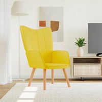 Relaxsessel Senfgelb Stoff Sessel Mit Verstellbarer RüCkenlehne Und FußStüTze