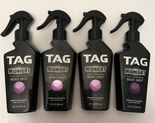 Lot of 4 TAG MIDNIGHT Body Mist Fine Fragrance 8fl oz Long Lasting Scent