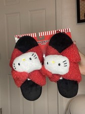New Hello Kitty Women's Plush Slide Slippers US 5-6 Open Toe