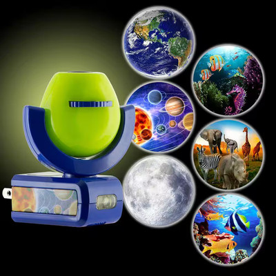 Automatic LED Projector Night Light   6 Images Rotating Kids Bedroom Lamp