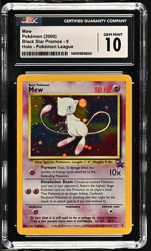 Swirl 2000 Pokemon Black Star Promos #9 Mew Holo Pokemon League CGC 10 GEM MINT