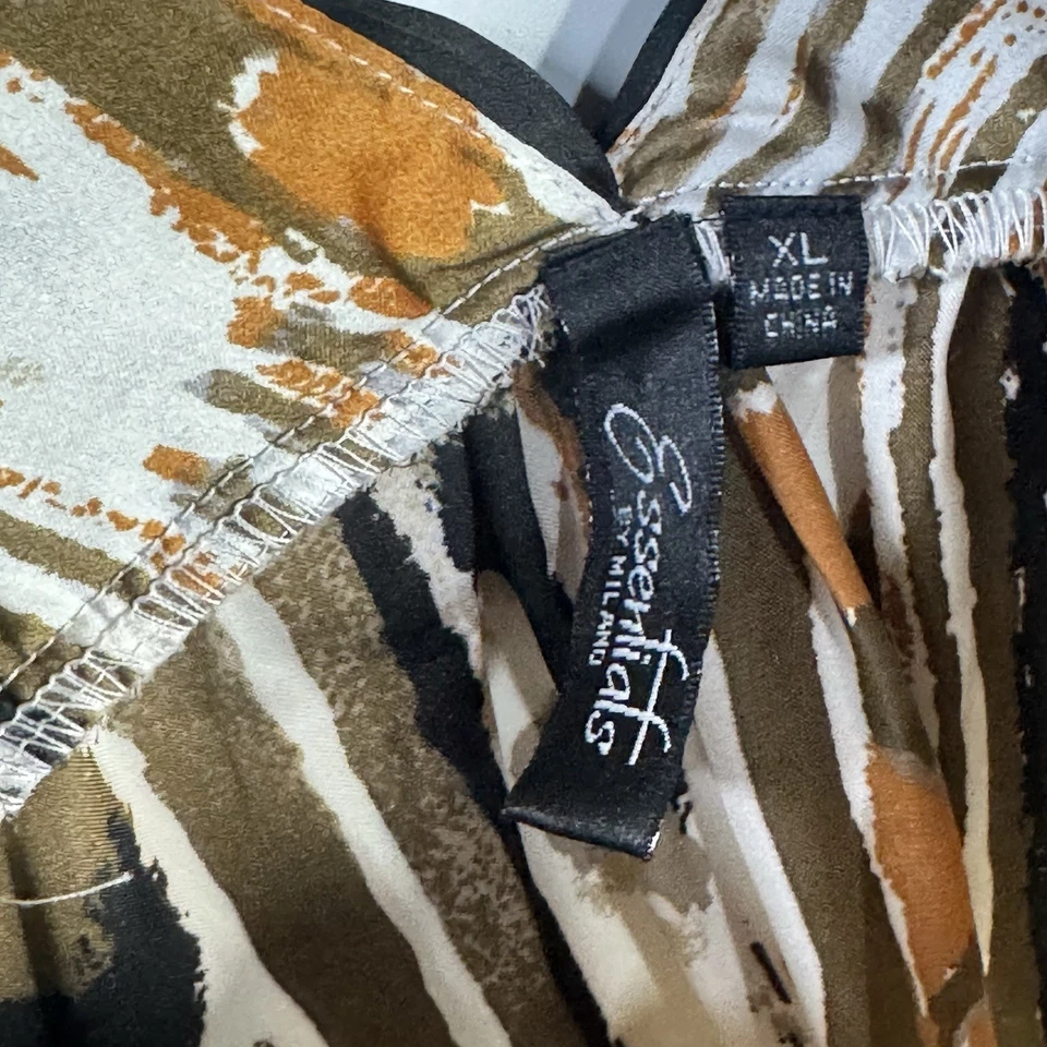 Top para mujer ESSENTIALS By Milano XL marrón multicolor manga 3/4 cuello en V Foto 4 de 4