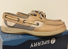 Women's Sperry Top-Sider Bluefish 2Eye Comfort Boat Shoes Linen Memory Foam READ