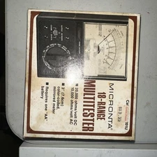 Vintage Micronta 18-Range Multitester Cat No.22-201U w/Manual, Cables & Box