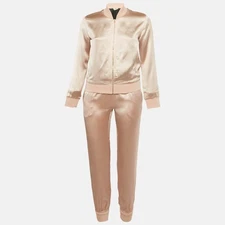 Fendi Pink Satin ZipUp Jacket and Pants Set S