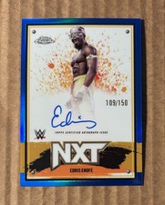 2025 Topps Chrome WWE Edris Enofe NXT Autographs Blue Refractor /150 NXT-EEF 