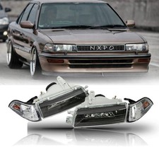 For 88-92 Toyota Corolla Sedan Ae90 Ee90-e92 Headlight Black Lamp Set Leftright
