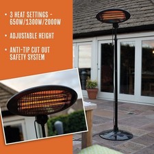 Image of LA HACIENDA ADJUSTABLE STANDING QUARTZ 2000W ELECTRIC PATIO HEATER - BRAND NEW