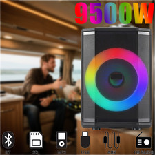 Portable 9500W 8" Bluetooth Party Speaker w/ Wireless Mic Tiltable Design Lights