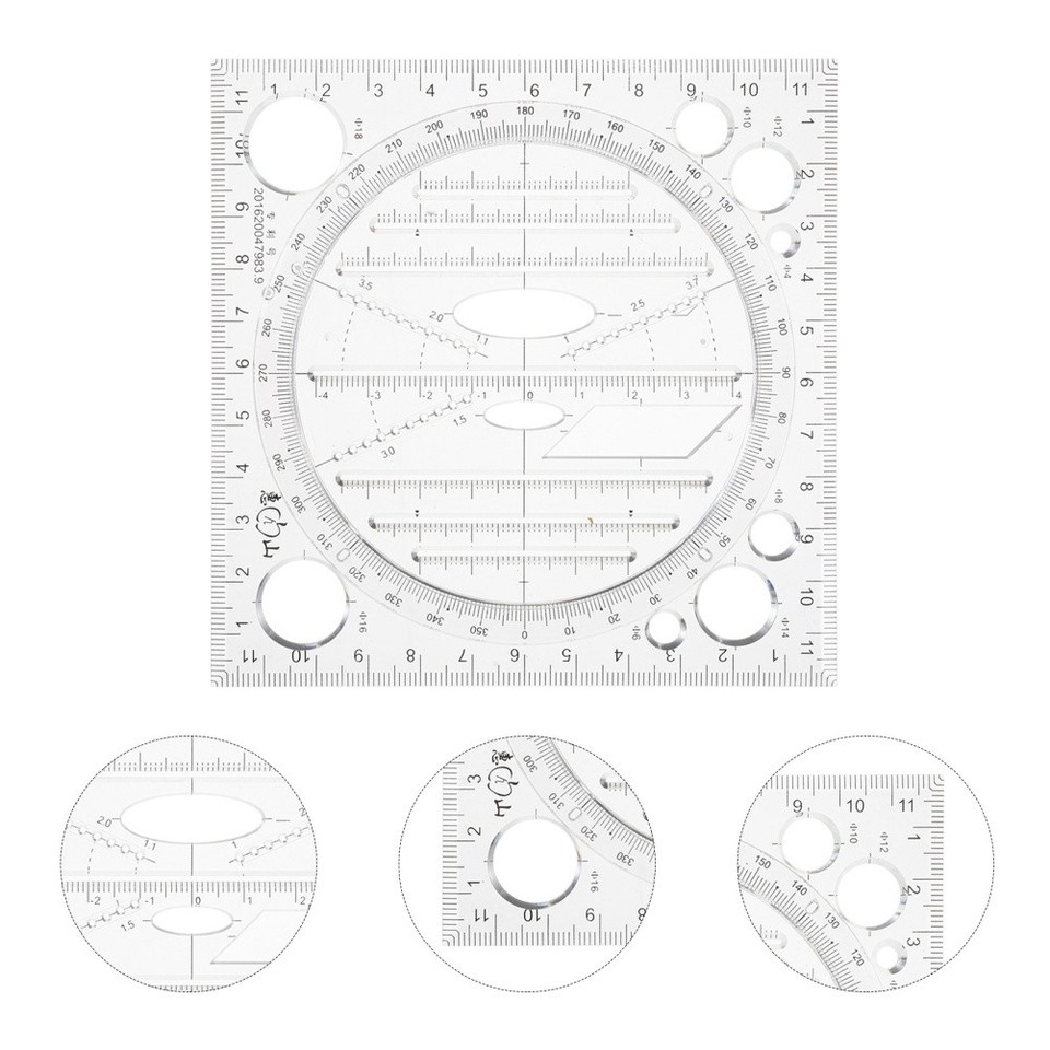 Feed Ruler Reusable Plastic Multi-Purpose Circle Template Ruler with Clear Scale ...