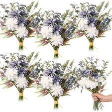 6 Pack Wedding Artificial Flowers Bouquet for Home Table Centerpieces Decorat...