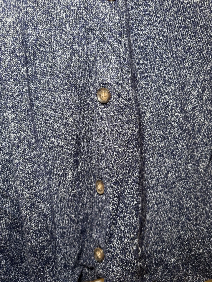 Tasso Elba Men’s Blue White Heather Cardigan Sweater Size XL 100% Linen Classic - Image 2 of 4