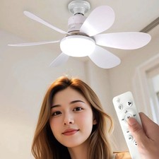E27 LED Ceiling Fan Light with Remote 30W 40W Dimmable 6 Blades Silent Lamp UK