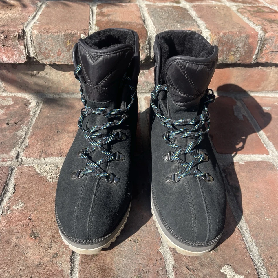 UGG Abedul Impermeable Negro Gamuza Lana Con cordones Cuña Zapatos Botas Talla 9 Para Mujer Foto 3 de 4