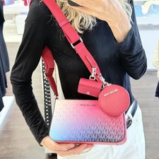 Michael Kors Jet Set Crossbody Bag W Case for Apple AirPods Pro Dark Raspberry