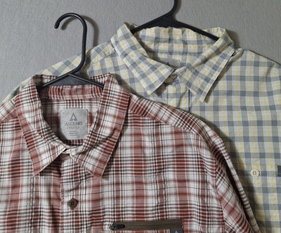 Ascend  Shirt XL Mens  - 2 Lot Bundle - Red Gray  White Tech Plaid Check