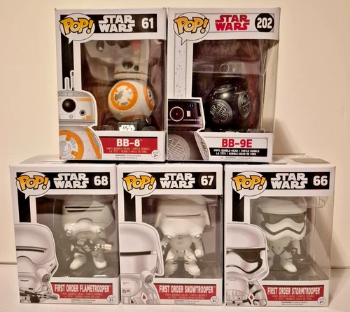 Funko Pop! Star Wars Lot of 5 BB-8 BB-9E First Order Troopers 61 66 67 68 202