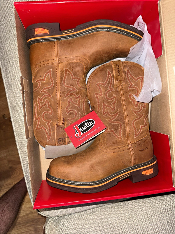 Justin Men’s Waterproof Cowhide Square Toe Composite Toe 11" Work Boots 10D
