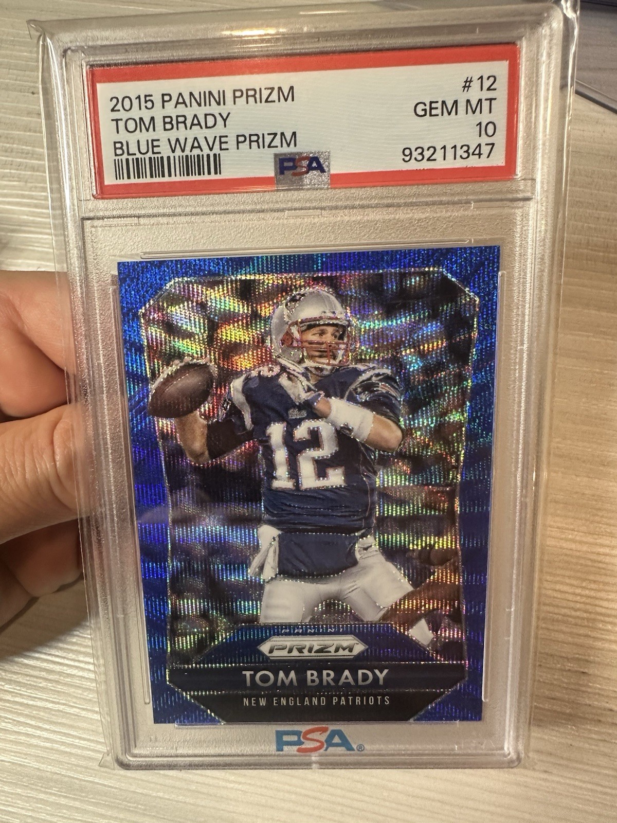 2015 Panini Prizm Tom Brady #12 Blue Wave Prizm /150 PSA 10 💎 COLOR MATCH