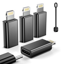 MFi Certified USB C to Lightning Adapter 4-Pack, 27W Fast 4 Pack, Black