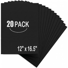 20Pack 12" x 16.5" Black Foam Board with 3/16" Thick Foam BK-12" x 16.5"-20PCS