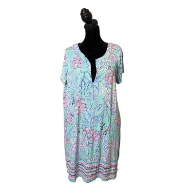 Lilly Pulitzer Sophiletta Shift Dress Womens XXL Blue Ibiza Now You See Me UPF