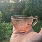 1930s Jeannette Glass Pink Depression Cherry Blossom UV Manganese Tea Cup