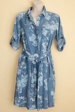 Kut from the Kloth Chambray Snap Button-Pockets-3/4 Roll Tab Sleeve Dress-Small