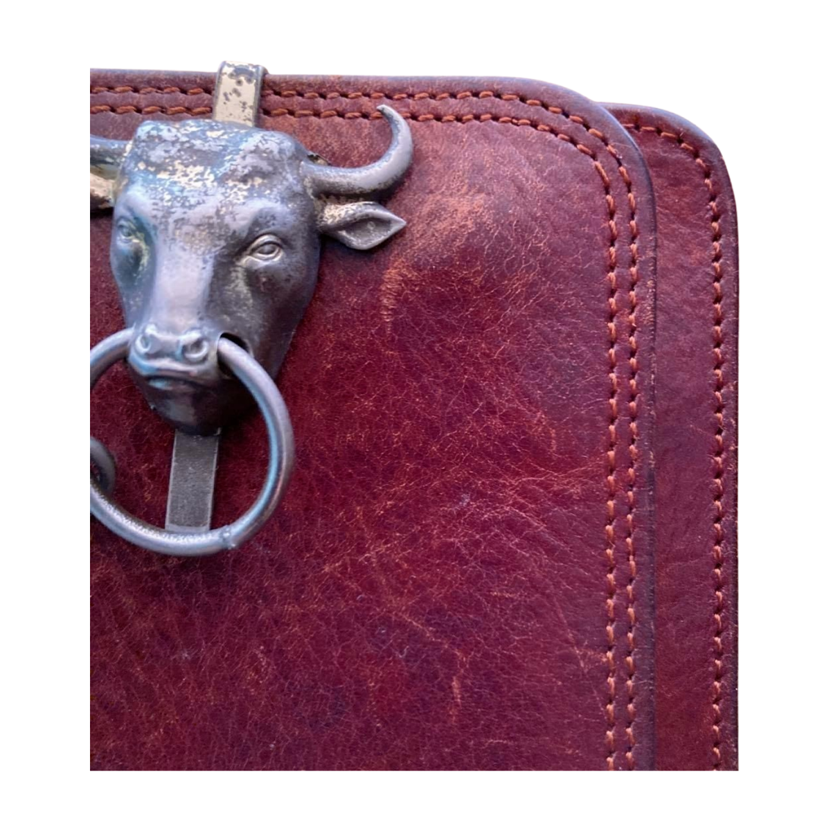 Jean Paul Gaultier Bull Chain Leather Wallet Brown 90s Rare