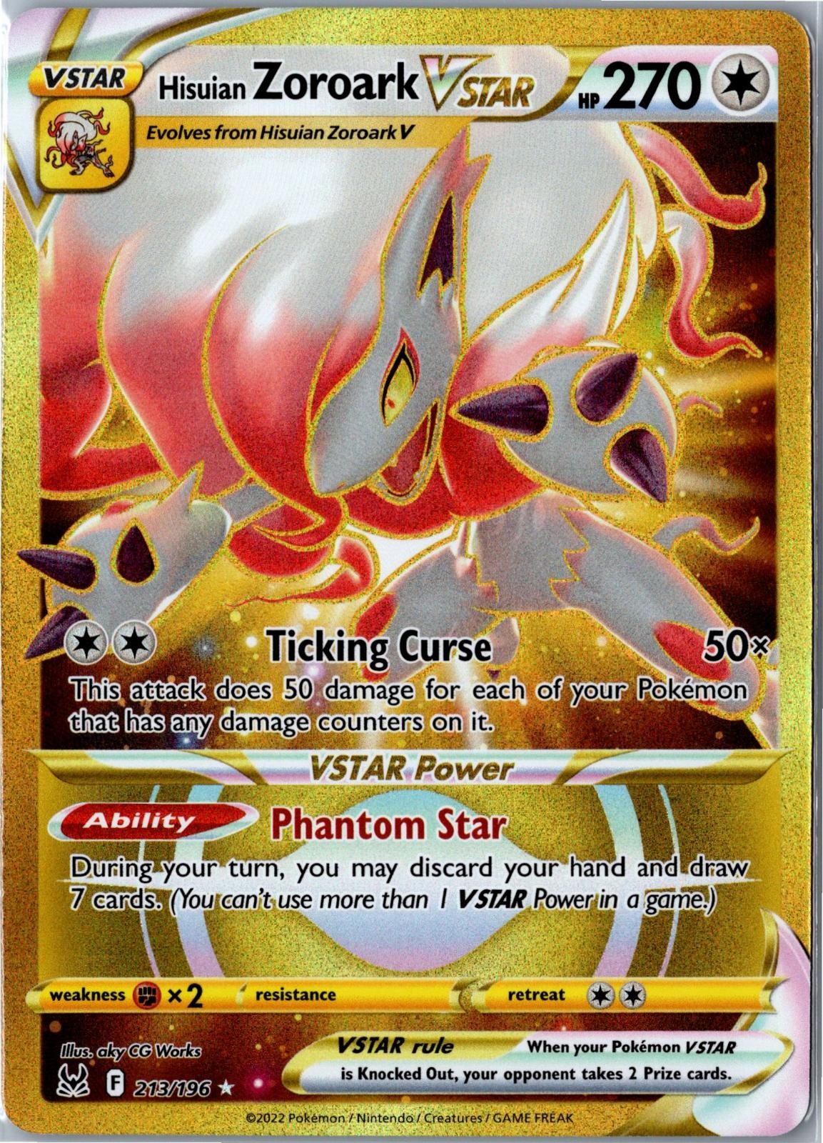 Hisuian Zoroark VSTAR 2022 Sword & Shield: Lost Origin #213/196
